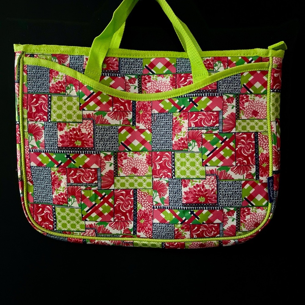 Lilly Pulitzer Neoprene Laptap Bag with Handles in It's a Lilly Patchwork